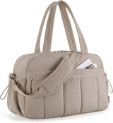 Gym Bag for Woman, 24L Carry on Travel Duffle Bag with Wet Pocket, Water Resistant Weekender Bags for Sports, Trips, Camel