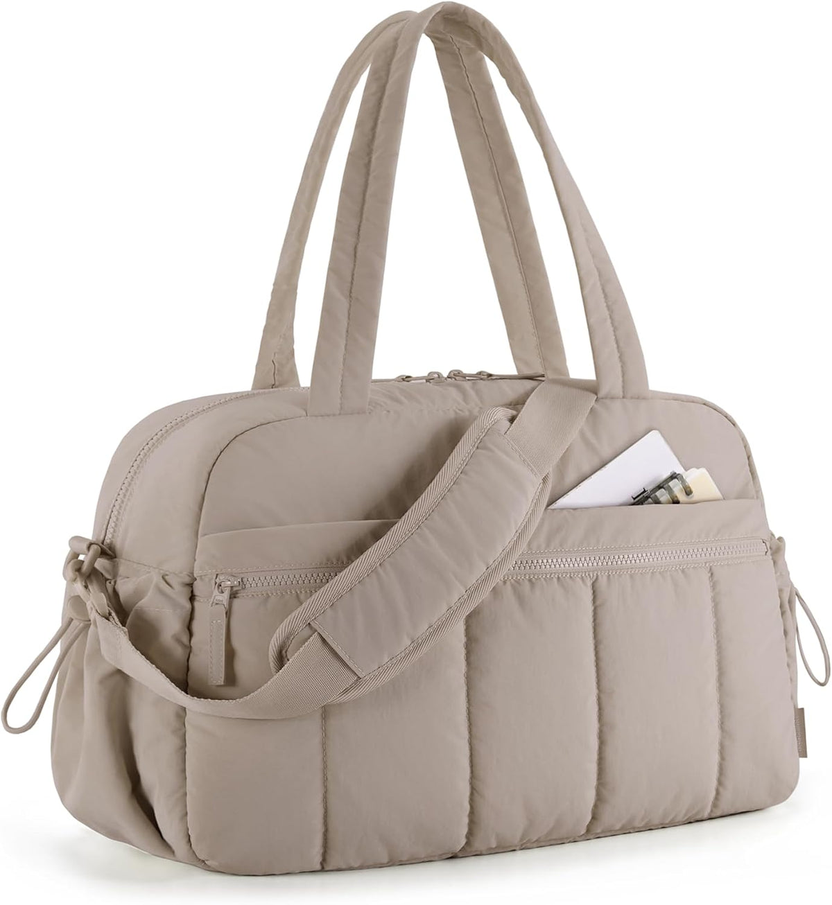 Gym Bag for Woman, 24L Carry on Travel Duffle Bag with Wet Pocket, Water Resistant Weekender Bags for Sports, Trips, Camel