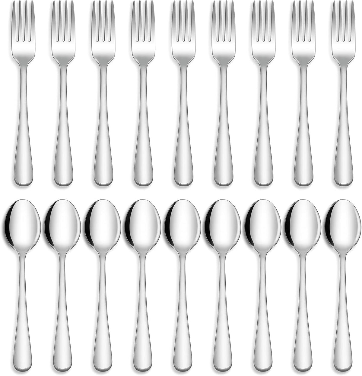 24-piece Forks and Spoons Silverware Set, Food Grade Stainless Steel Flatware Cutlery Set for Home, Kitchen and Restaurant, Mirror Polished, Dishwasher Safe