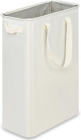 Slim Laundry Hamper with Handles, Collapsible Small Hamper for Laundry, Dirty Clothes Basket for Bedroom, Dorm and Laundry Room, 48L (12.7 Gallon) Beige