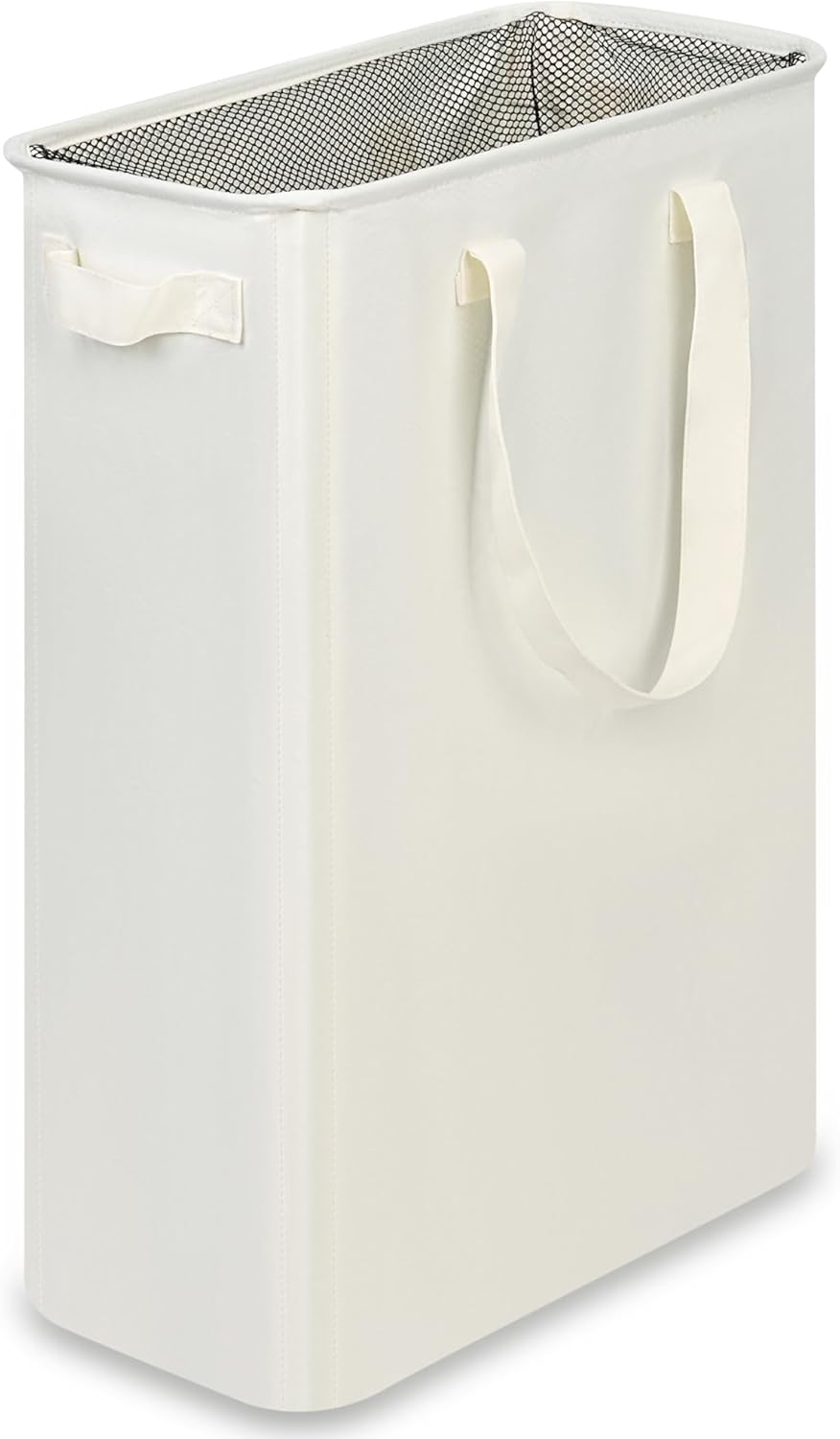 Slim Laundry Hamper with Handles, Collapsible Small Hamper for Laundry, Dirty Clothes Basket for Bedroom, Dorm and Laundry Room, 48L (12.7 Gallon) Beige