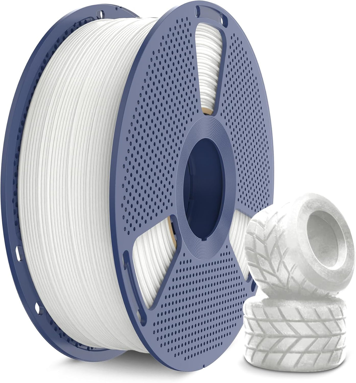 TPU 3D Printer Filament 1.75mm, Flexible 95A TPU Filament, 1KG Soft 3D Filament for Fast Printing, Dimensional Accuracy +/- 0.03mm, Fit Most FDM 3D Printers, TPU White