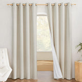 Linen Curtains 84 Inch Long 100% Blackout 2 Panels Natural Thick Farmhouse Living Room Soundproof Curtain Thermal Insulated Window Treatment Door Curtain Drapes (52-Inch Width Each Panel)