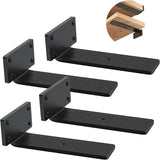 Heavy Duty Floating Shelf Brackets - 1/5 Inch Thick Industrial Black Metal L Brackets, Premium Solid Steel Shelf Supports for Shelves - 5 Inch Heavy Floating Shelves Hardware (4Pcs)
