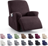 Recliner Covers, Stretch Reclining Chair Covers, Recliner Sofa Slipcovers Stripe Jacquard Recliner Couch Covers Furniture Protector Covers for Pet Kid (1 Seater, Dark Coffee)