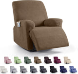 Recliner Covers, Stretch Reclining Chair Covers, Recliner Sofa Slipcovers Stripe Jacquard Recliner Couch Covers Furniture Protector Covers for Pet Kid (1 Seater, Light Coffee)