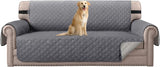 Reversible Sofa Cover for 3 Cushion Couch Water Resistant Couch Cover for Dogs Non Slip Furniture Protector Cover with Elastic Strap for Pet Cat (Seat Width: 66", Grey/Beige)