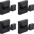 4 Pack Bathroom Towel Hooks, Screw-in Square Matte Black Wall Hooks Robe Hook, Anti-Rust SUS304 Stainless Steel Heavy-Duty Door Hanger Coat Hook, Sturdy for Bathroom/Bedroom/Kitchen/Hotel