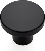 25 Pack Matte Black Round Cabinet Knobs Solid Dresser Knobs Drawer Pulls Black Cupboard Knobs for Modern Kitchen Cabinet Hardware