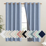 Stone Blue Vintage Linen 100% Blackout Curtains for Living Room,Thermal Insulated Curtains 63" Long,Noise Reducing Window Treatment Drapes for Hall Room,52" Wide Per Panel,Set of 2