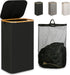 Laundry Hamper with Lid - Waterproof Freestanding Laundry Basket with Removable Liner Bag, Collapsible 110L Large Clothes Storage Laundry Bin with Easy Carry Bamboo Handle for Clothes Toys Organizer