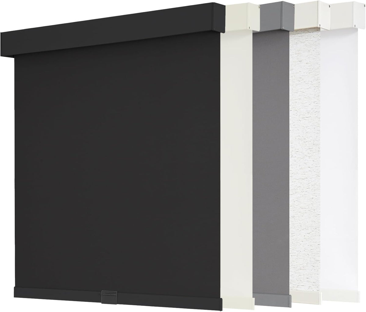 Blackout Roller Shades Cordless Blinds for Windows, Free-Stop Shades with Valance, Thermal Insulated Fabric, UV Protection, Blinds for Home and Office 20" W x 72" H (51W x 183H cm) Black