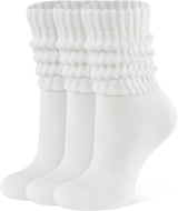 Womens Slouch Crew Socks Retro Cozy Scrunch Design Cotton Slouchy Socks Casual Comfort 3 Pairs