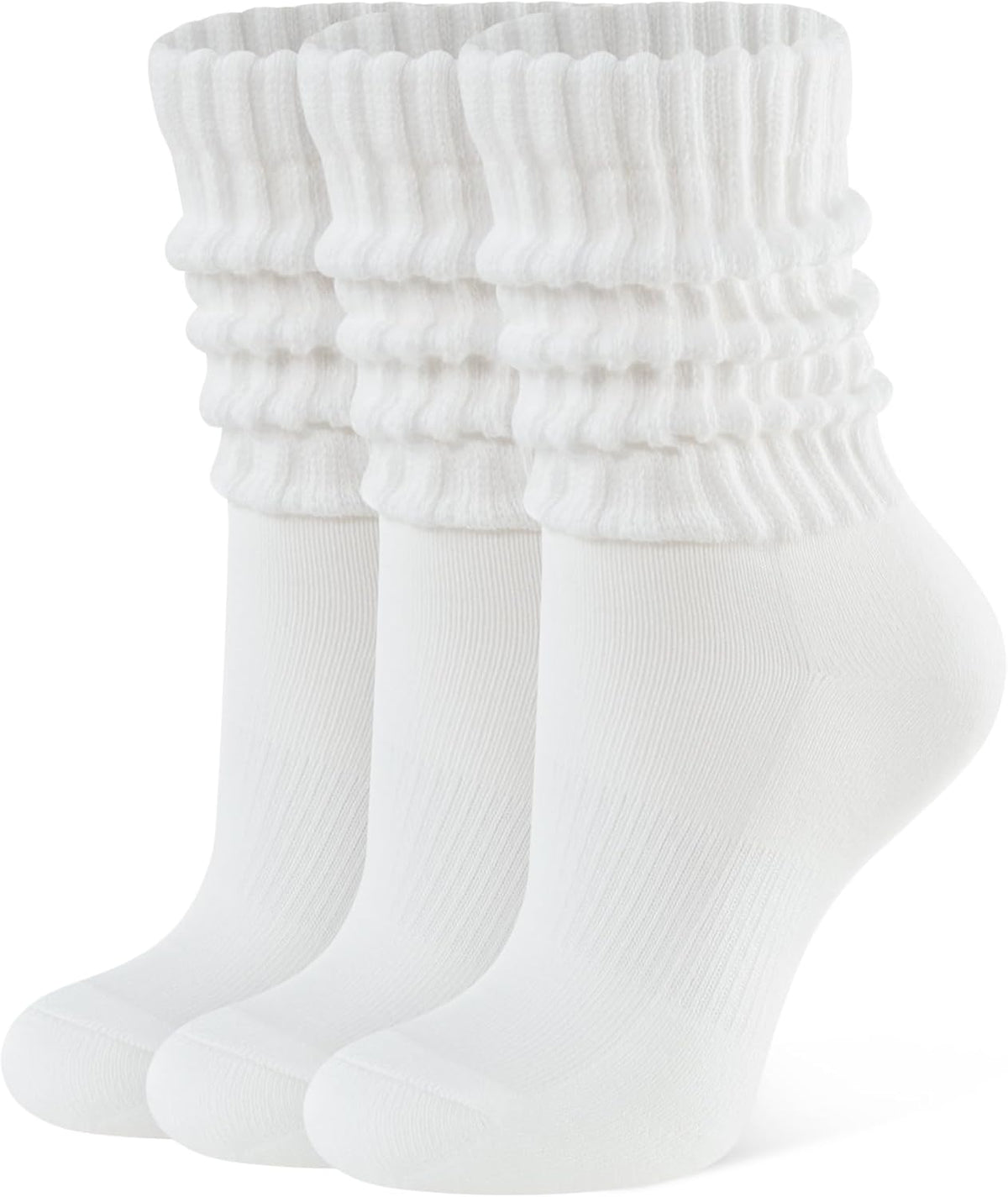 Womens Slouch Crew Socks Retro Cozy Scrunch Design Cotton Slouchy Socks Casual Comfort 3 Pairs