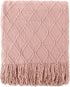 Pink Throw Blanket Diamond Pattern Indoor Outdoor Knitted Throws for Couch Sofa Chair Bed Home Decor 50"x60"