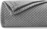 Super Soft Throw Size Blanket Grey Premium Silky Flannel Fleece Leaves Pattern Lightweight Bed Blanket All Season Use (Grey, Throw(50"x60"))