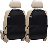 Car Seat Protector Large Kick Mat 2 Pack Durable Water Resistant Auto Seat Back Covers with 2 Mesh Pockets Protection Against Dust Mud Scratches (Black, 2-Pack)