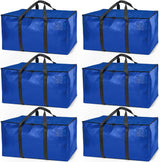 Heavy Duty Moving Bags or Storage Bag, 6 Pack – Large Moving Boxes with Backpack Straps, Zippers & Handles – Perfect for College Dorm, Traveling, Camping, Christmas Decorations