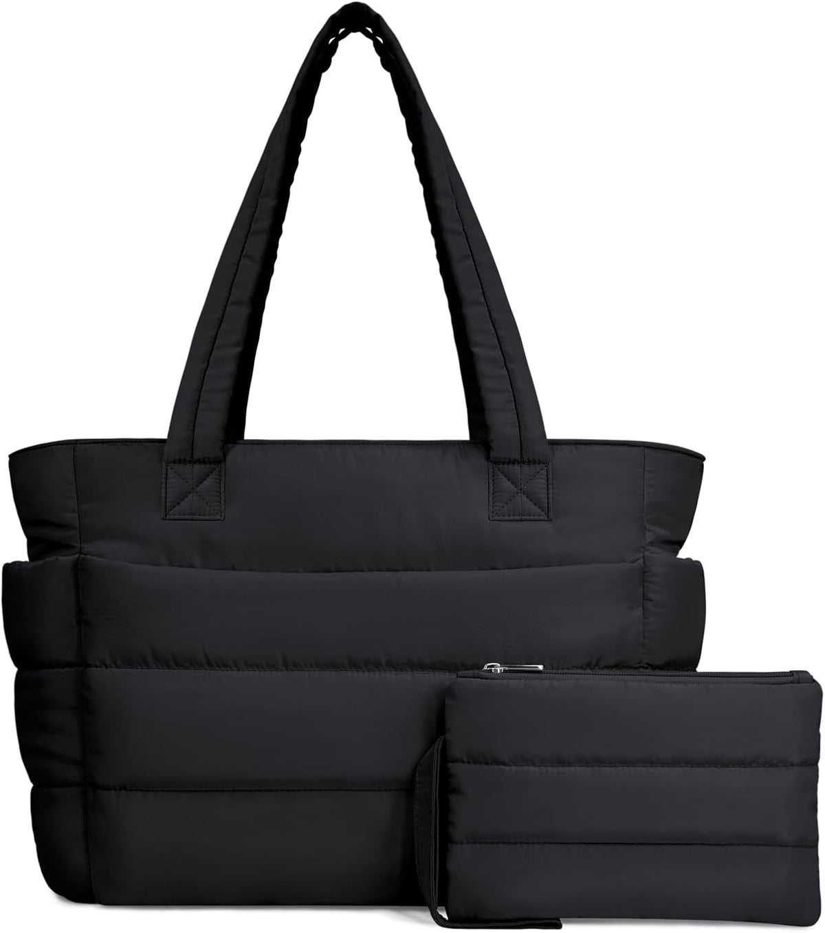 Puffer Tote Bag for Women, Lightweight Puffy Handbag with Compartments, Quilted Shoulder Bag for Work, Travel, Gym