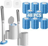 2 Pack Disposable Toilet Brush and Holder Set,Extended Handle with 48 Cleaner Refills Toilet Brush for Toilet Bowl Cleaners,Bathroom Cleaning,Sink, Bathtub, Floor - Blue (Ocean Fresh Scent)