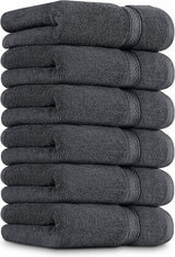 6 Pack Premium Hand Towels, 16 by 28 inches, 100% Ring Spun Cotton, Soft and Absorbent 600 GSM Towels for Bathroom, Gym, and Hotel, Grey