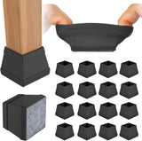 16 PCS Square Silicone Chair Leg Floor Protector, Chair Leg Cover, Furniture Leg Protector, Mobile Table and Chair Leg Cover, Protect The Floor from Scratches,1.5",Black.