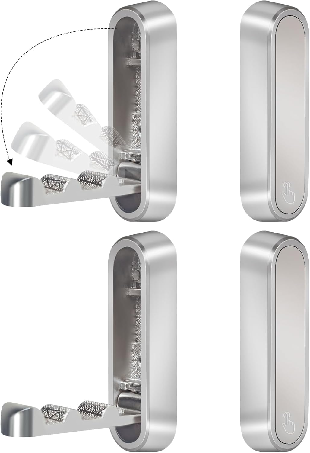 4PCS Foldable Wall Hooks, Heavy Duty Zinc Alloy Folding Wall Hooks, Folding Coat Hooks Wall Mount Bathroom Foldable Towel Hooks for Hanging Clothes, Bags, Hats, Bathrobes, Keys and Kitchen (Silver)