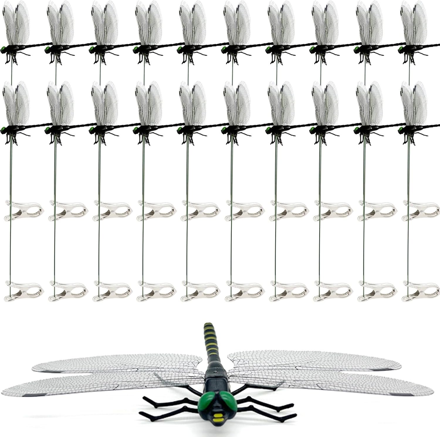20 Pcs Dragon Fly Clips for Bugs Repellent, 3D Artificial Dragonfly Hat Clip, Dragonfly Garden Decor (20, Black*20 Pcs)