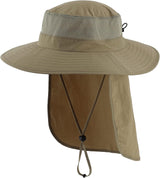 Outdoor UPF50+ Mesh Sun Hat Wide Brim Fishing Hat with Neck Flap Sun Hat for Men Women