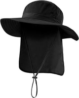 Outdoor UPF50+ Mesh Sun Hat Wide Brim Fishing Hat with Neck Flap Sun Hat for Men Women
