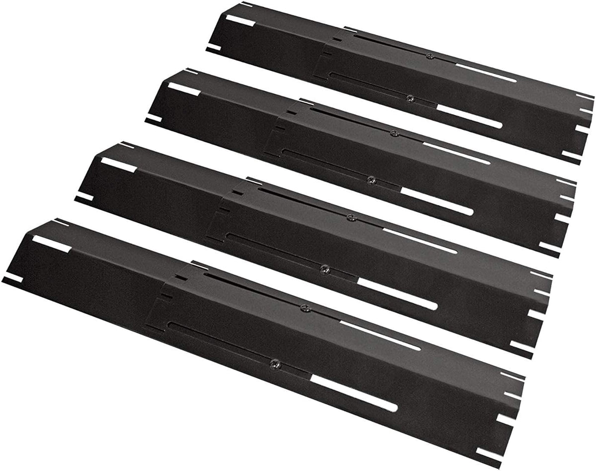 Universal Replacement Heavy Duty Adjustable Porcelain Steel Heat Plate Shield, Heat Tent, Flavorizer Bar, Burner Cover, Flame Tamer for Gas Grill, Extends from 11.75" up to 21" L, 4 Pack