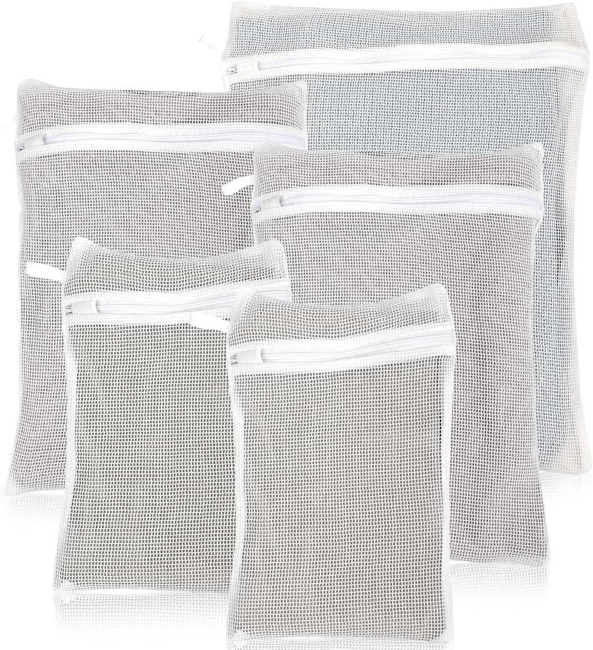 5-Piece Organic Cotton Laundry Bags with Zipper and Hanging Loop, 3 Sizes (S, M, L) Mesh Laundry Bag, Durable Cotton Mesh Laundry Bag for Delicate Underwear and Socks.