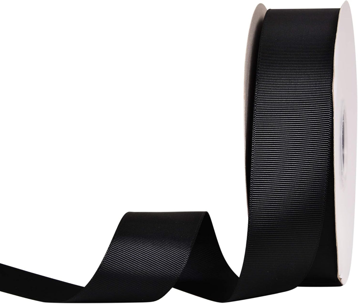 Black Grosgrain Ribbon 1 1/2 inch 50 Yards Black Ribbon for Gift Package Wrapping Floral Design Crafting Party Wedding Decorations