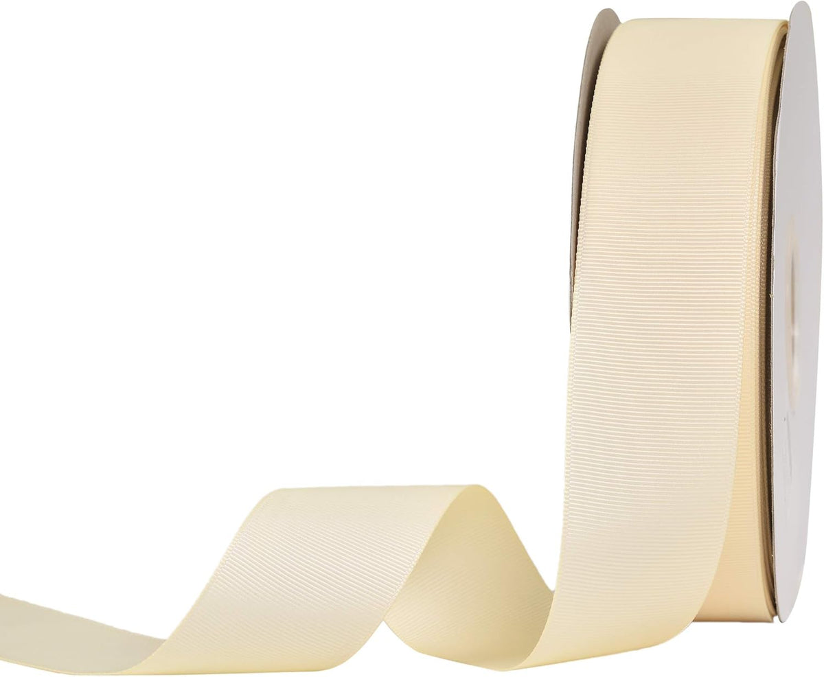 Ivory Grosgrain Ribbon, 1 1/2 Inch 50 Yards, Great for Crafts Bows Flower Bouquet Wedding Home Decor Gift Wrapping