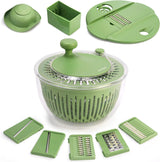 Salad Spinner Large, Vegetables Wash Bowl, Fruits & Herb Lettuce Dryer with 5 Blade Slicer Egg Yolk Strainer Shredder for Efficient Salad Preparation and Food Washing, 4.25Qt