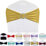 Spandex Chair Sashes Bands 50PCS Stretch Chair Ties Bows with Buckle Slider for Wedding Party Banquet Decoration (Gold)…