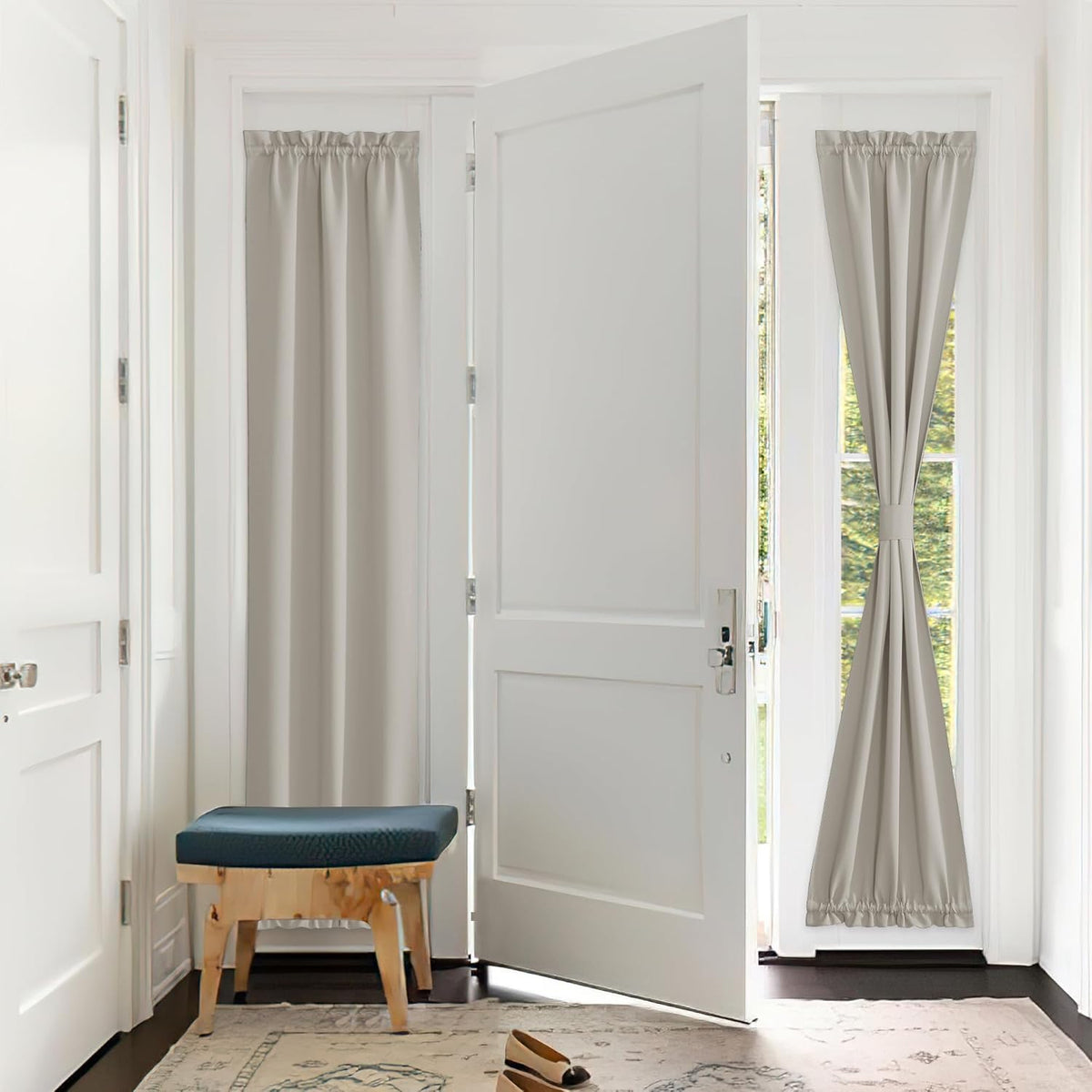 Cream Insulated Door Curtain Spefrowx, Rod Pocket French Curtain Window Treatment for Sliding Door with Adjustable Tieback Elegant Home Decoration, 25 x 72 inches, 1 Panel