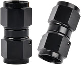 6AN Female to 6AN Female Straight Swivel Coupler Union Fitting Adapter Aluminum Black 2PCS