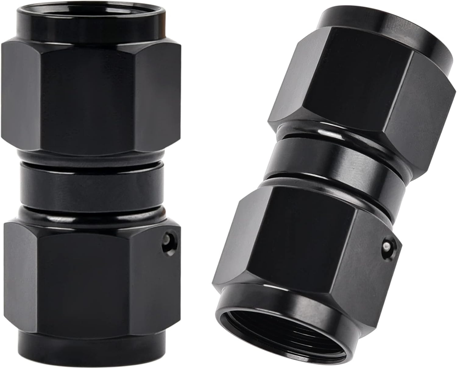 6AN Female to 6AN Female Straight Swivel Coupler Union Fitting Adapter Aluminum Black 2PCS