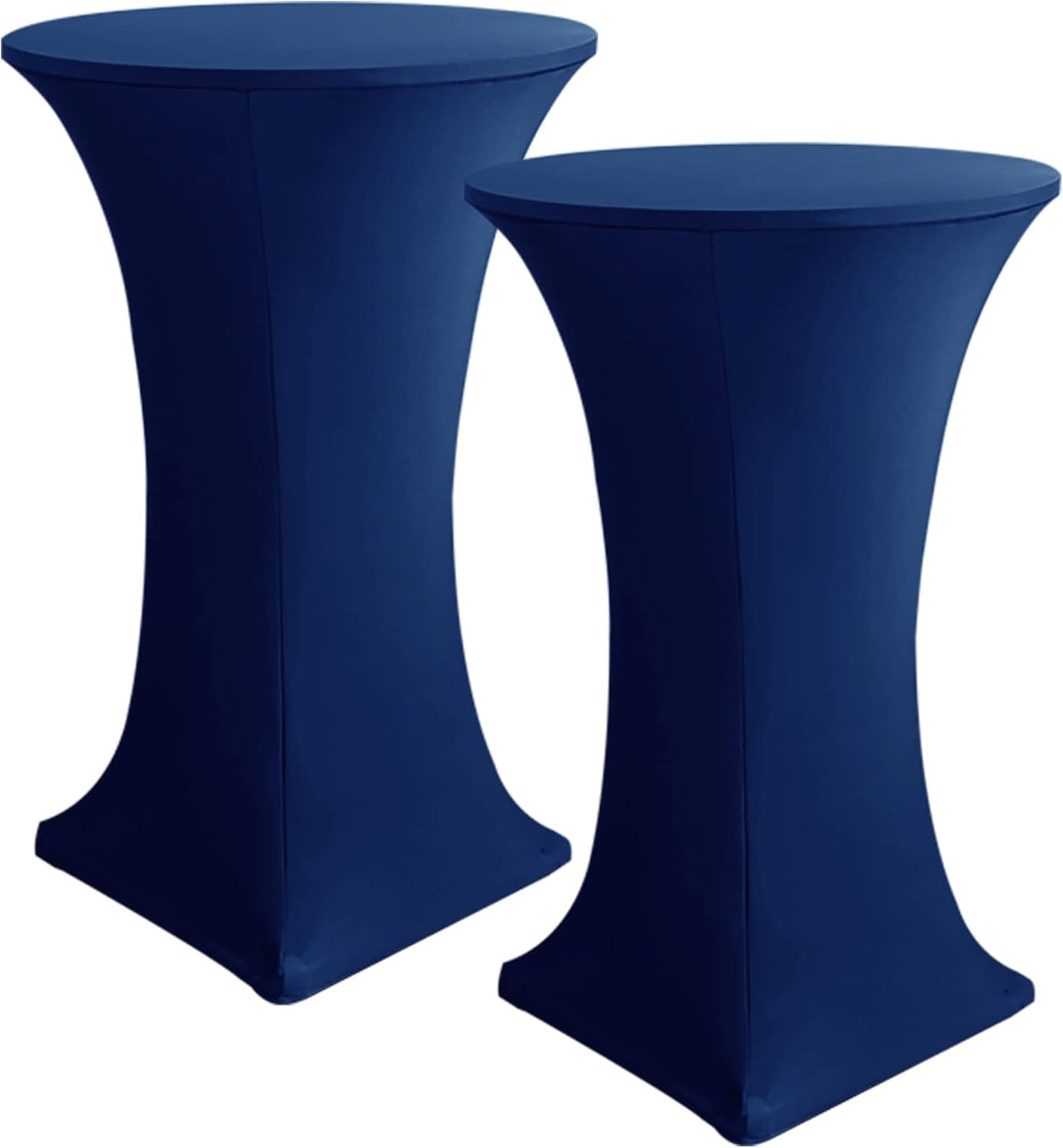 Cocktail Table Covers, 2 Pack - Fitted Stretch Spandex Square Corners Cocktail Tablecloths (Navy, Fit for 30"-32" Diameter x 43" Height Tables)