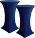 Cocktail Table Covers, 2 Pack - Fitted Stretch Spandex Square Corners Cocktail Tablecloths (Navy, Fit for 30"-32" Diameter x 43" Height Tables)