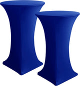 Cocktail Table Covers, 2 Pack - Fitted Stretch Spandex Square Corners Cocktail Tablecloths (Royal Blue, Fit for 30"-32" Diameter x 43" Height Tables)