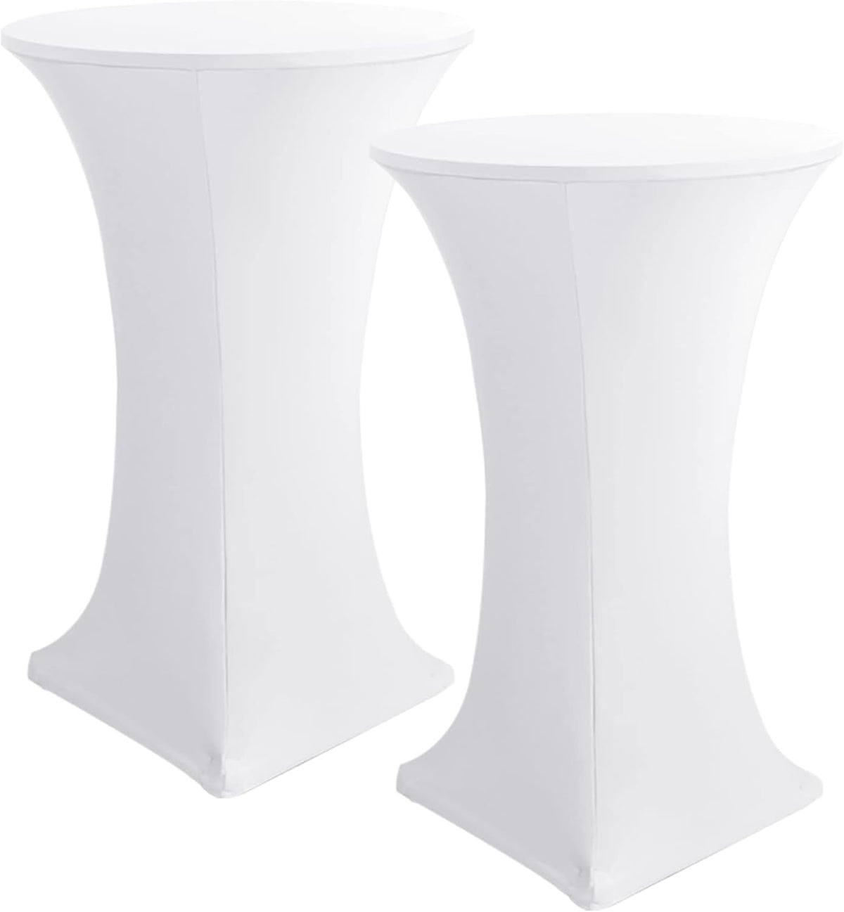 Cocktail Table Covers, 2 Pack - Fitted Stretch Spandex High Top Cocktail Tablecloths with Elastic Corners (White, Fit for 30"-32" Diameter x 43" Height Tables)