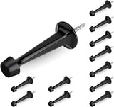 12 Pack Heavy Duty Solid Rigid Door Stop with Soft Rubber Tip, Zinc Die Cast Door Stopper Protect Wall & Door, Black