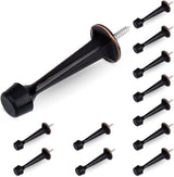 12 Pack Heavy Duty Solid Rigid Door Stop with Soft Rubber Tip, Zinc Die Cast Door Stopper Protect Wall & Door, Oil Rubbed Bronze