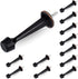 12 Pack Heavy Duty Solid Rigid Door Stop with Soft Rubber Tip, Zinc Die Cast Door Stopper Protect Wall & Door, Oil Rubbed Bronze