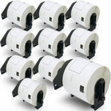 Rolls of 2.4 x 3.9 inch shipping labels for Brother QL printers.