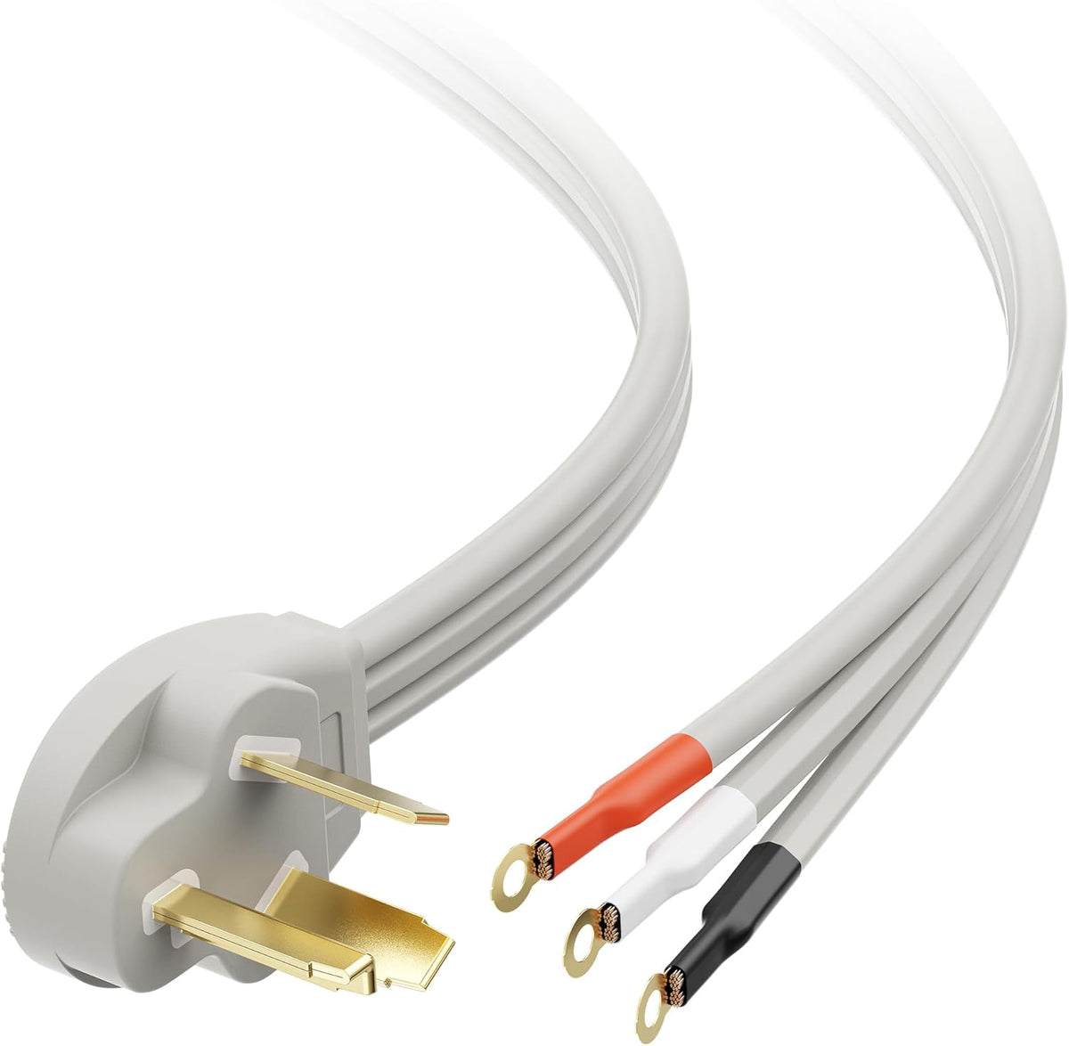10 AWG 3 Prong Dryer Cord - 10ft, 30A / 7500W Rated, NEMA 10-30P to 3-Wire Appliance Cord, Dryer Plug 3 Prong, Gray