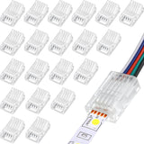 20 Pcs 5 Pin 10 mm LED Strip Connector RGB Lights Waterproof Adapter 22 Awg Wires Connector for Strip Light Unwired Gapless Track 5v 12v 24v