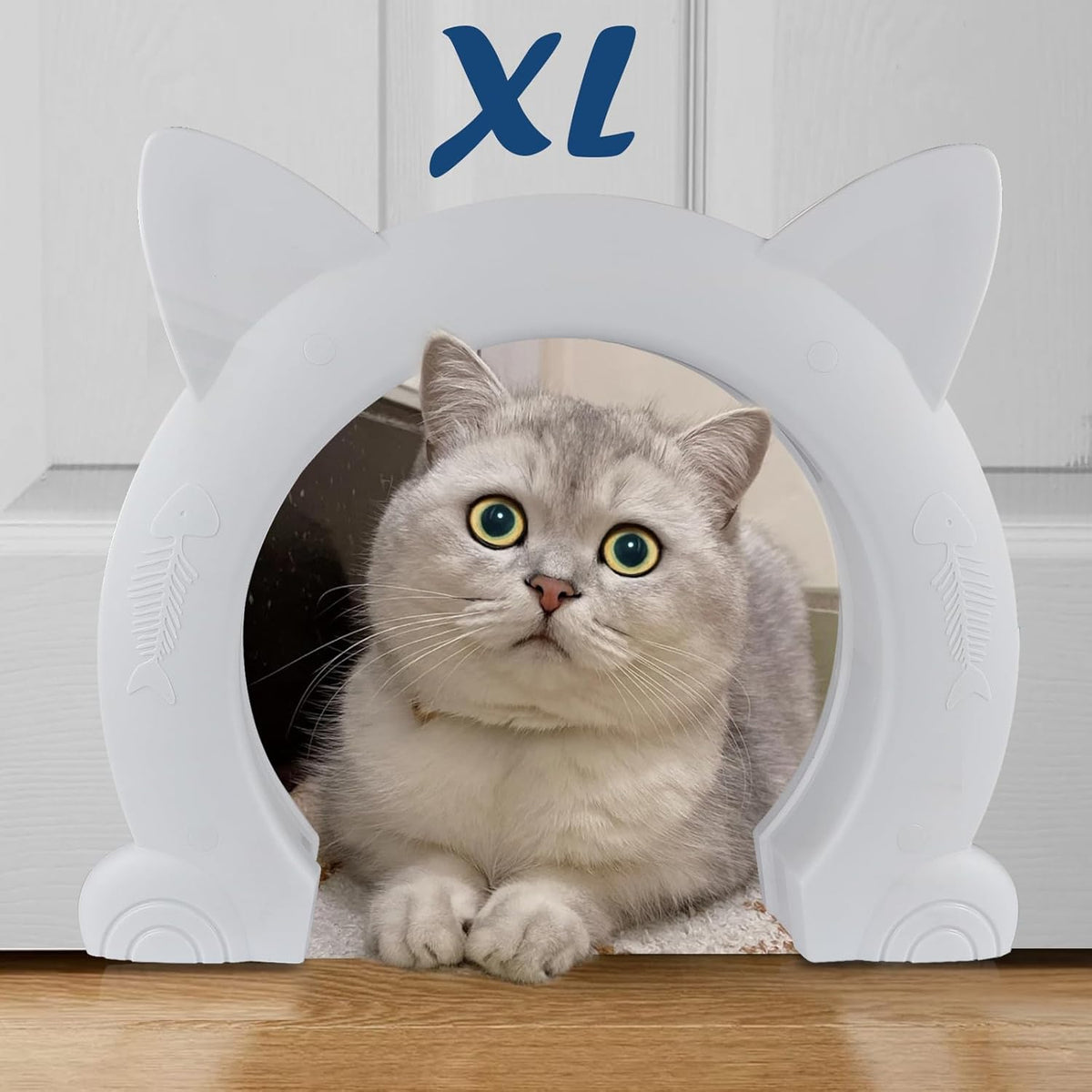 Large Cat Door Interior Door, XL Indoor Cat Door, Pet Doors for Cats, Kitties and Small Dogs (White)